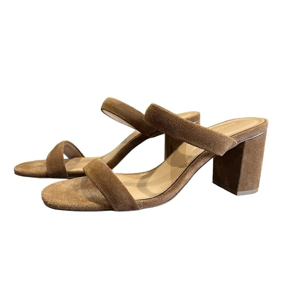 Soludos Ines Suede Open Toe Block Heel Sandals Walnut Brown Size 8.5 - Picture 2 of 10